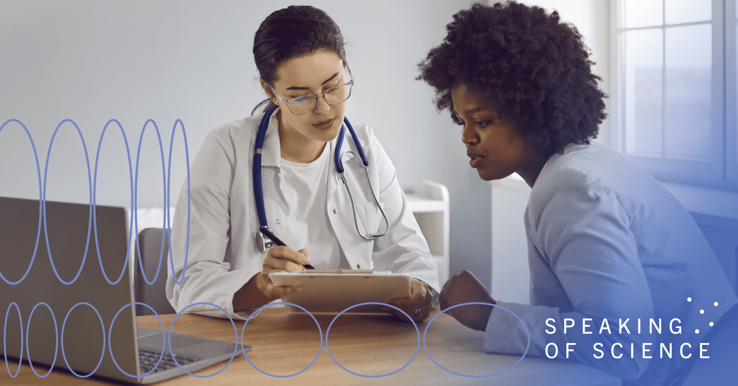 Doctor reviewing paperwork with patient